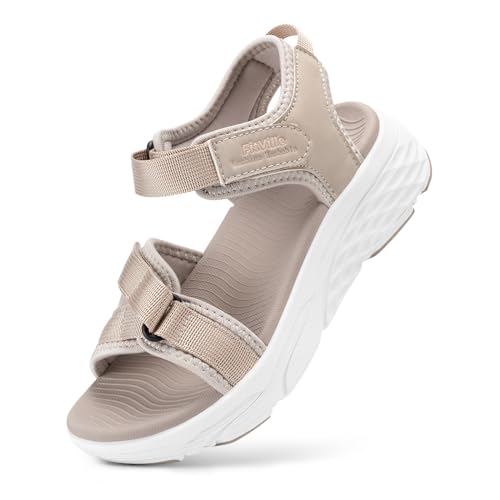 FitVille Womens Adjustable Wide Fit Sandals Casual Fashion Open Toe Wedge Sandal with Arch Support for Flat Feet Plantar Fasciitis