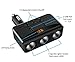 LIHAN 3 Socket Cigarette Lighter Adapter, Car Charger Plug Splitter with Dual USB Ports, 12V/24V Meter Monitor, Compatible with iPhone, LG, HTC, Samsung etc