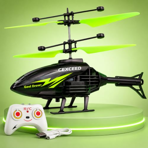 Image of Remote Control Helicopter Toy for Kids 6+, Rechargeable Palm Sensing,2 Channel (Blackgreen)