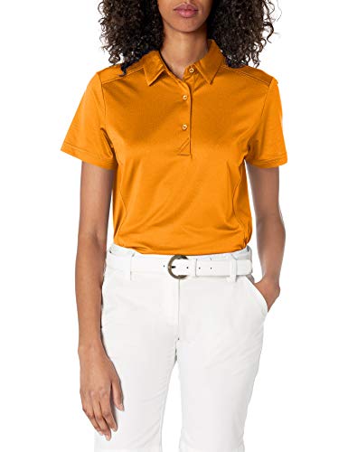 Cutter & Buck Women's Drytec Moisture-Wicking UPF 50+ Sun Protection Short Sleeve Prospect Polo Shirt, Orange Burst, L