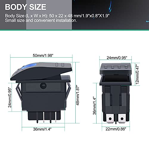 Twidec/2Pcs Boat Marine Lighted Rocker Switch 12V 20A 4Pin On/Off With Blue Led Car Offroad Push Button Toggle Switch Rk1-06N-Bu #TOP2