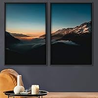 2 Piece Framed Canvas Wall Art Sunset in The Mountains Canvas Prints Home Artwork Decoration for Living Room,Bedroom - 16