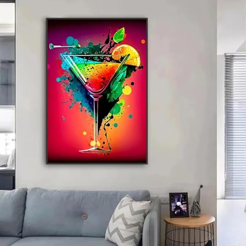 Affiche de cocktails colorés XINBAO 70x100 cm grand format encadré pour mur du salon