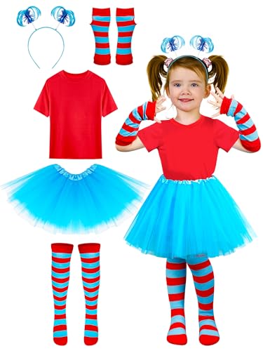 Luces Blue Tutu Costume, Girls Blue Cosplay Outfit, Tutu Skirt Headband Striped Socks Dress Up for Girls