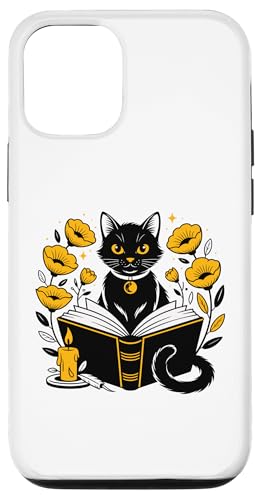 Mystic Cat with Spell Book Candle Flowers Witchcore Coque pour iPhone 12/12 Pro