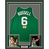 Framed Autographed/Signed Bill Russell 35x39 Boston Green Basketball Jersey Hollywood Collectibles COA
