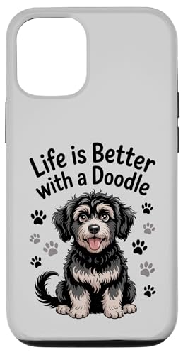 Life Is Better With a Doodle�A�u���b�N�ƃ^���̃x���l�h�D�[�h�� �X�}�z�P�[�X iPhone 12/12 Pro �p