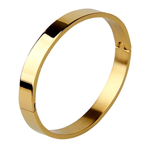 Generic Pulseira de Manguito de Superfície Lisa de aço Inoxidável Simples Pulseira Masculina de Meta