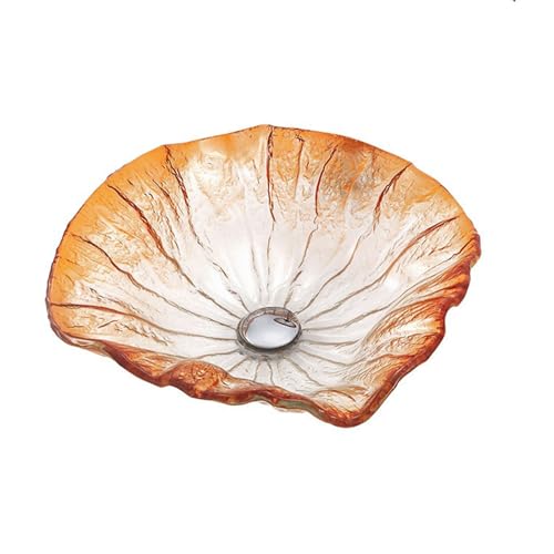ZYCDP Lavabo Vidrio Lavamanos Sobre Encimera 440 X 440 X 145 mm Sin Agujero Para Grifo Color Naranja
