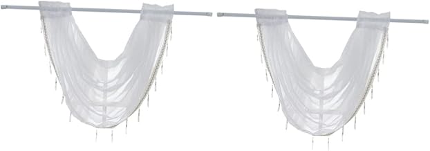HOMSFOU 2 Pçs Branco Através De Cortinas Cortinas Leves Cortina Branca Tule Cortinas Deslizantes Cortinas De Quarto Cortinas De Triagem De Janela Voile Haste Sombreamento Persianas De