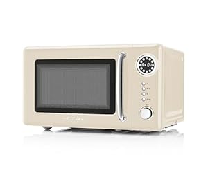 ETA Mikrowelle Storio I freistehend I 20 L I 700 W I 12 Automatikprogramme I Auftauen I 24.5 cm I Drehteller I Edelstahl-Innenraum I Timer I Kindersicherung I Beige