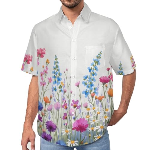 Chemise décontractée pour homme manches courtes imprimé fleurs pour un style sans effort