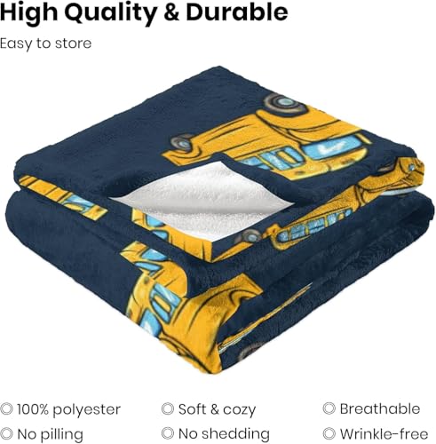 Image of School Bus Baby Blanket 30 inchx40 inch - Soft Flannel Fleece Throw for Crib & Stroller, Plush Nursery Blanket for Toddlers, Cozy Travel Blanket