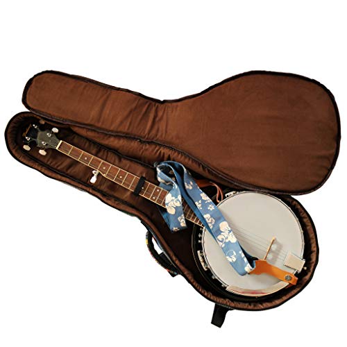 Music First Original Design 0.65" (16Mm) Thick Padded Country Style 5-String Banjo Case, Banjo Gig Bag (Fit For Overall Length 38 Inch / 96~97Cm Full Size Banjo). #TOP1