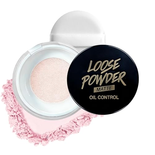 Loose Setting Powder, Lightweight & Mattifying, Long-Lasting Finish, 6g(Light Pink#02)