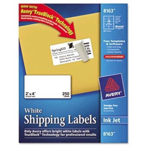 Image of Avery Shipping Labels with TrueBlock Technology, 2 x 4, White, 250/Pack, PK - AVE8163
