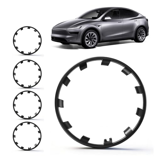 4+1 Spare Set Wheel Rim Protector Hubcaps Fit for Tesla Model Y 21 Inch Hubcaps Uberturbine Wheels Rim Cover Tire Trim Rings 5PCS Model Y AccessoriesMatte Black