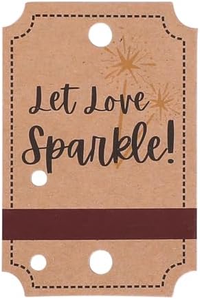48 Targhette Personalizzabili A Forma Di Violino – Kraft Brown 7x5 Cm, Con Scritta 'Let Love Sparkle', Per Matrimoni E Feste