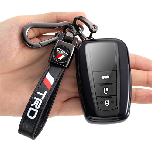 Keychain protective cover is suitable for Toyota TRD Sequoia Tacoma 4Runner Land Cruise Camry Avalon Vehicle Accessories Intelligent Remote Control Advanced Soft TPU Key Cover 3 4 5 Button black