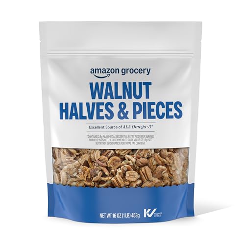Amazon Grocery, Walnut Halves & Pieces, 16 Oz