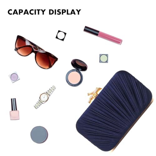 Image of Gold Clutch Purses for Women, Branch Clasp Pleated Evening Bag, Wedding Handbag for Prom, Cocktail & Formal Events