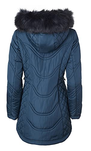 Sportoli Jackets for Women Quilted Down Alternative Longer Winter Coat with Fur Trim Hood3