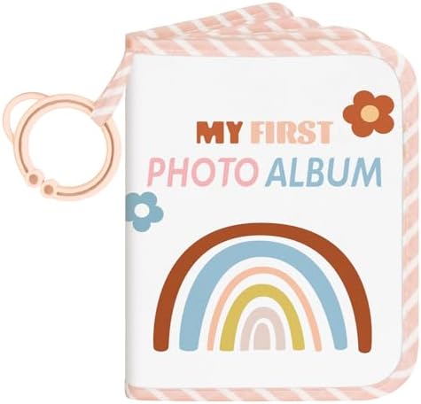 Lanpn Baby Photo Album Holds 17 4x6 Pictures, My First Soft Cloth Family Photo Book with Name Card Name Tag Stickers, Fabric Kid Memory Keepsake Gift for Baby Shower Newborn Toddler Boy Girl (Rainbow)
