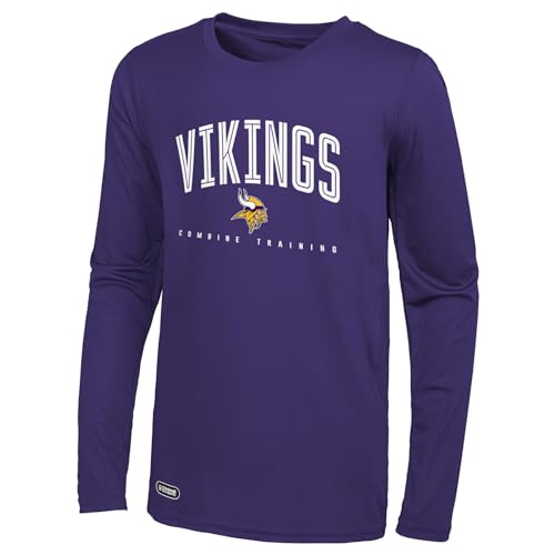 Outerstuff NFL Men's Minnesota Vikings Team Color Long Sleeve Performance T-Shirt Top, Up Field, XX-Large