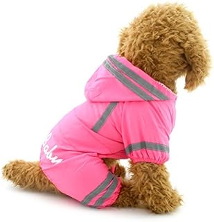 Zunea Small Dog Raincoat Hooded Waterproof Mesh Lined Puppy Slicker Rainwear Doggie Pet Rain Gear/Suit Jacket Jumpsuit Clothing Blue S