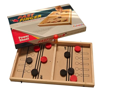 Image of Fast Finger Premium Wooden Power Shoot Board Game, 2-Player Family Game, Double-Sided