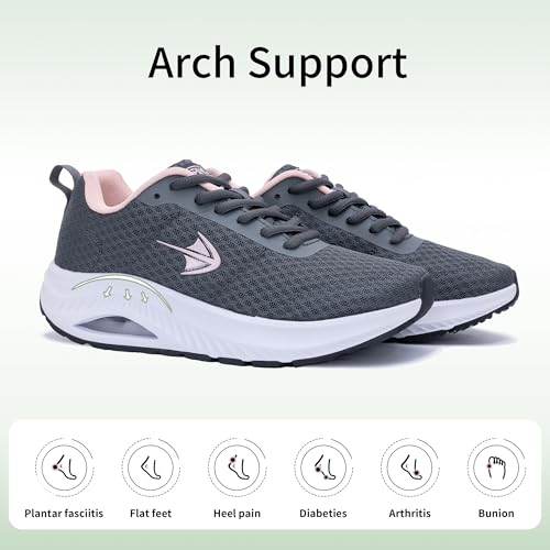Womens Wide Toe Box Walking Shoes with Arch Support Tennis Orthotic Sneakers Wide Width Shoes for Plantar Fasciitis Pain Relief US 6-113