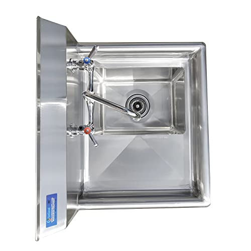 Image of 23 in. x 20 in. Stainless Steel One Compartment Sink with 14 in. x 10 in. Bowl, 10 in. Left Drainboard, and Faucet. NSF