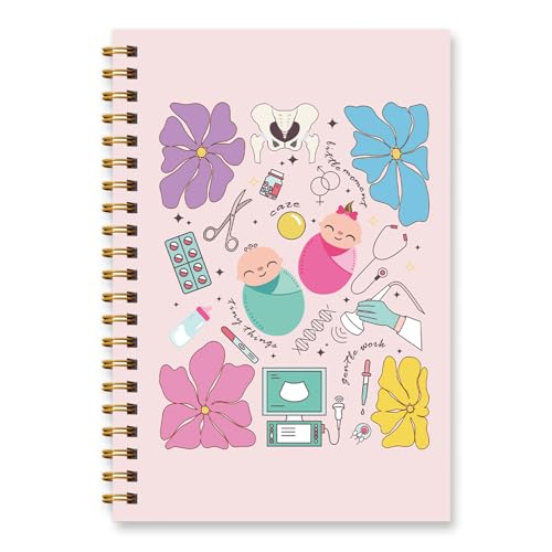 Wxiben Cuaderno en espiral para enfermeras de trabajo y parto, cuaderno de tapa dura, diario de agradecimiento para enfermeras, regalos para mujeres, trabajo, enfermería, suministros médicos, oficina