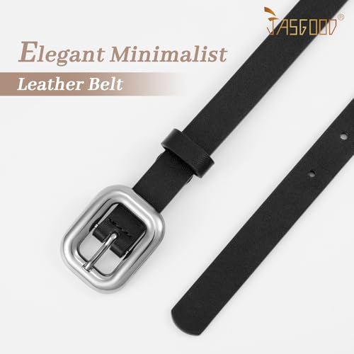 JASGOOD Women Skinny Leather Belt for Jeans Pants Dresses Fashion Ladies Thin Waist Belt with Metal Buckle3