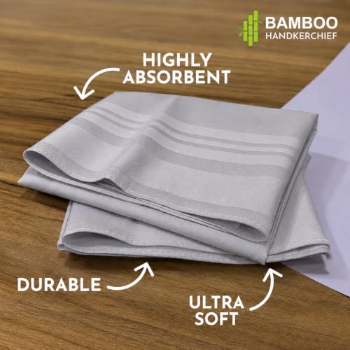 Image of HEELIUM Bamboo Handkerchief for Men & Women | Ultra Soft & Absorbent | Multipurpose Premium Rumal | Large Size 43 x 45 CM