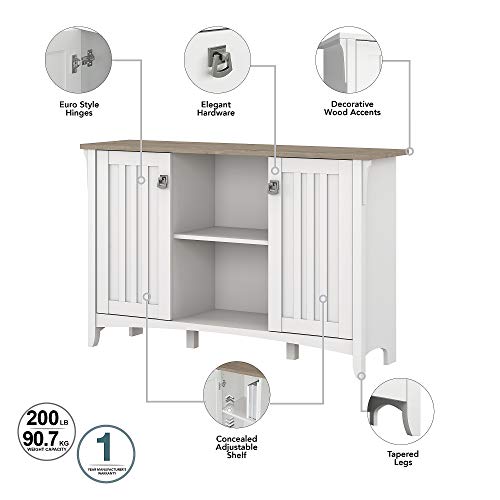 Bush Furniture Salinas Accent Vintage-Style Storage Unit With Doors And Shelves For Bedroom, Living Room & Entryway | Kitchen Buffet Sideboard | Bar Display Cabinet, Pure White And Shiplap Gray #TOP3