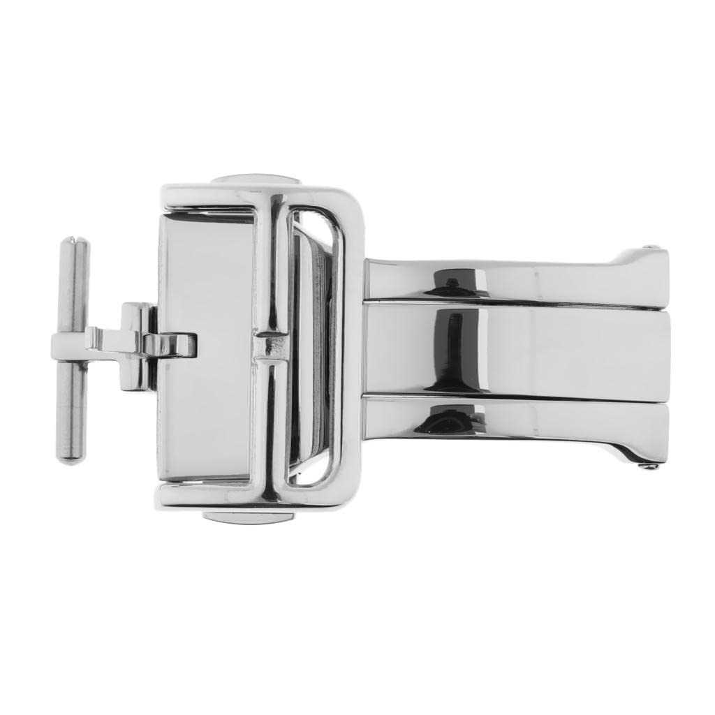 Cinturino in Pelle con Fibbia a Farfalla E Chiusura Deployante in Acciaio Inossidabile, 18 Mm/20 Mm, 18 Millimetri