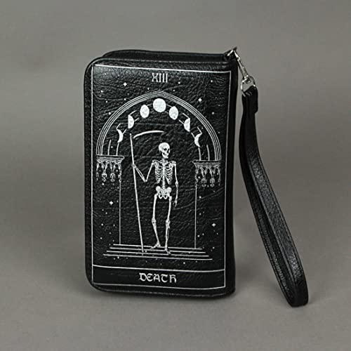 7 Inch Moon And Death Tarot Cards Vinyl Detachable Strap Wrist Wallet Id Holder #TOP4