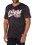 Ultra Game NFL Official Adults Game Day Button Down Baseball Mesh Jersey Shirt - Unisex, San Francisco 49ers, Team Color, Medium