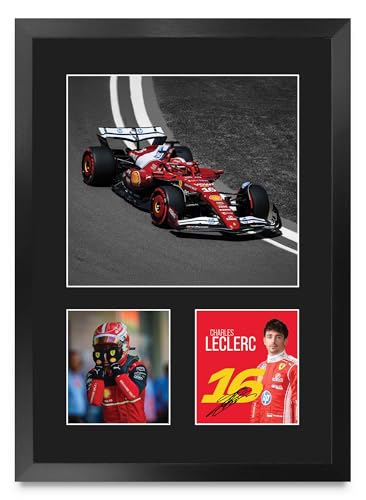 Regalo para fans de F1 cuadro Charles Leclerc Ferrari firmado