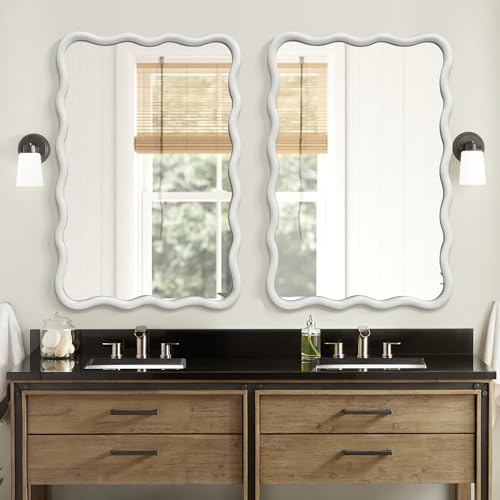 White-Wavy-Mirror-Solid-Wood-Squiggly-Mirror-Vanity-Mirror-Wall-Decor-Modern-Mirror-Wall-Decor-for-Bathroom-Bedroom-Living-Room-Dining-Room-Cloakroom-Entryway White Wavy Mirror Solid Wood Squiggly Mirror Vanity Mirror Wall Decor Modern Mirror Wall Decor for Bathroom Bedroom Living Room Dining Room Cloakroom Entryway