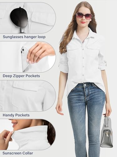 mosingle Camiseta feminina com proteção solar de manga comprida FPS 50 UV secagem rápida para caminh
