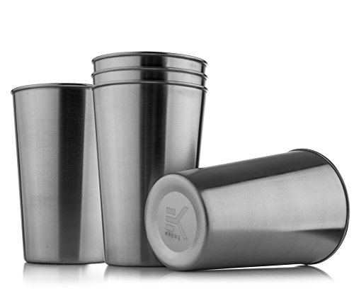 Eekay wares Stainless-Steel, Shatterproof Pint Cups, Set of 5, 16 Oz , Unbreakable, BPA free Eco-friendly Perfect Tumbler for BBQs. Camping, Parties, Picnics Indoor & Outdoor for Kids and Adults.