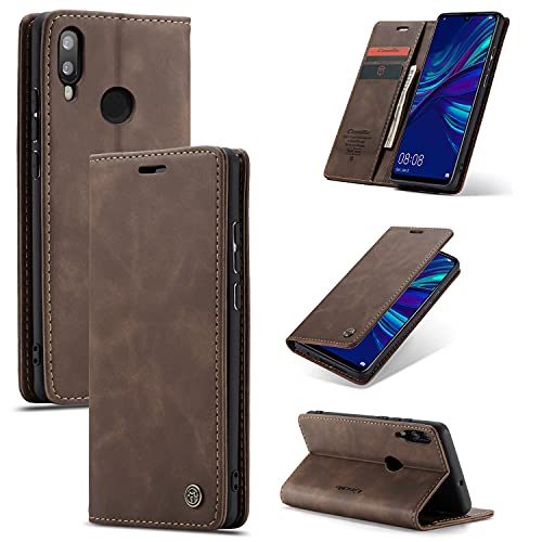 Cracedily Cover per Huawei P Smart 2019 / Honor 10 Lite Case, Custodia Cover Pelle Premium Portafoglio con Porta Carte Magnetica Supporto Protezione Flip Case Custodia per Huawei P Smart 2019, Caffè