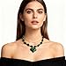 YUJIE Christmas Dark Green Acrylic Heart Pendant Necklace,Statement Chunky Irregular Bead Chain Jewelry for Women,Xmas Festive Fashion Accessory