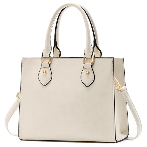 Image of CHICAROUSAL Crossbody Purses and Handbags for Women PU Leather Tote Top Handle Satchel Shoulder Bags (Pearlescent Beige)