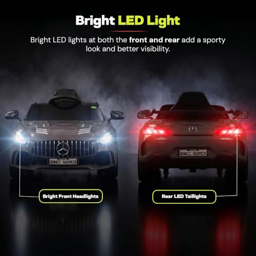 Image of Baybee Spyder Battery Operated Car for Kids | Electric Ride On with Parental Control, LED Lights & Music | Rechargeable Kids Car with Bluetooth & USB | RideOn for Kid 1-5 Years (Ash)