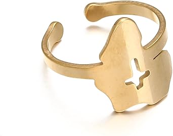 Africa Map Corss Symbol Ring Stainless Steel Adinkra Gye Nyame African Women Jewelry