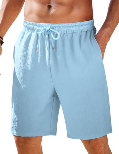 COOFANDY Men Shorts Stylish Lightweight Relaxed Fit Casual Summer Beach Shorts Sky Blue