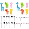 Cabilock 40 Stks Voedselprikkers Cartoon Dier Fruitvorken Cake Kleine Vorken Mini Bento-Prikkers Dessertvorken Kinderen…